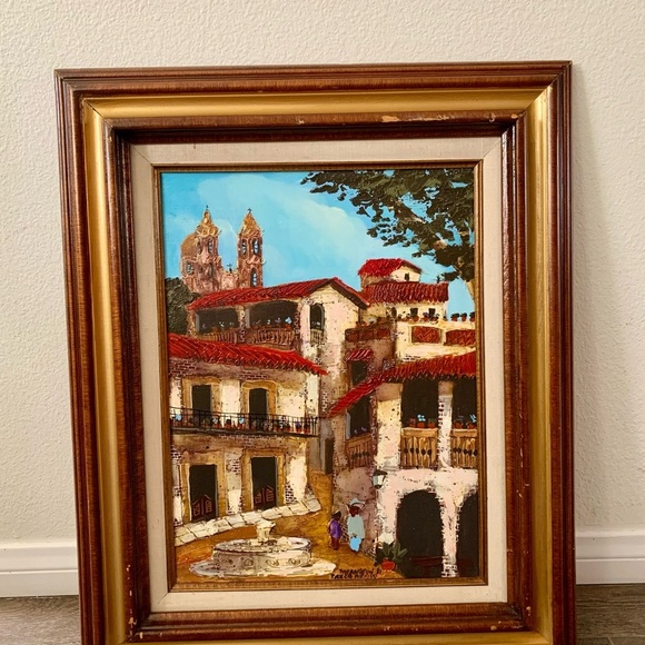 Vintage The Range On 81 Taxca Mexico Oil Painting 19/23 Inch